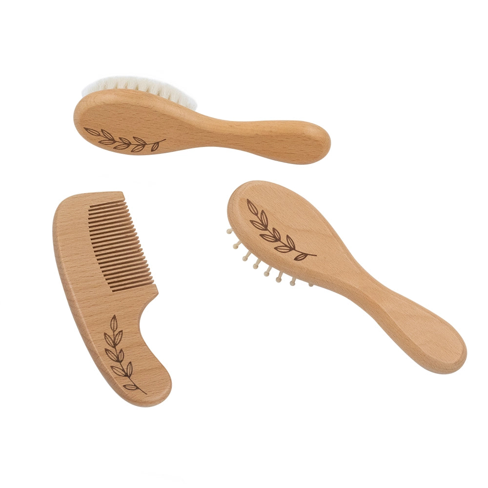 Wooden Brush and Comb Set