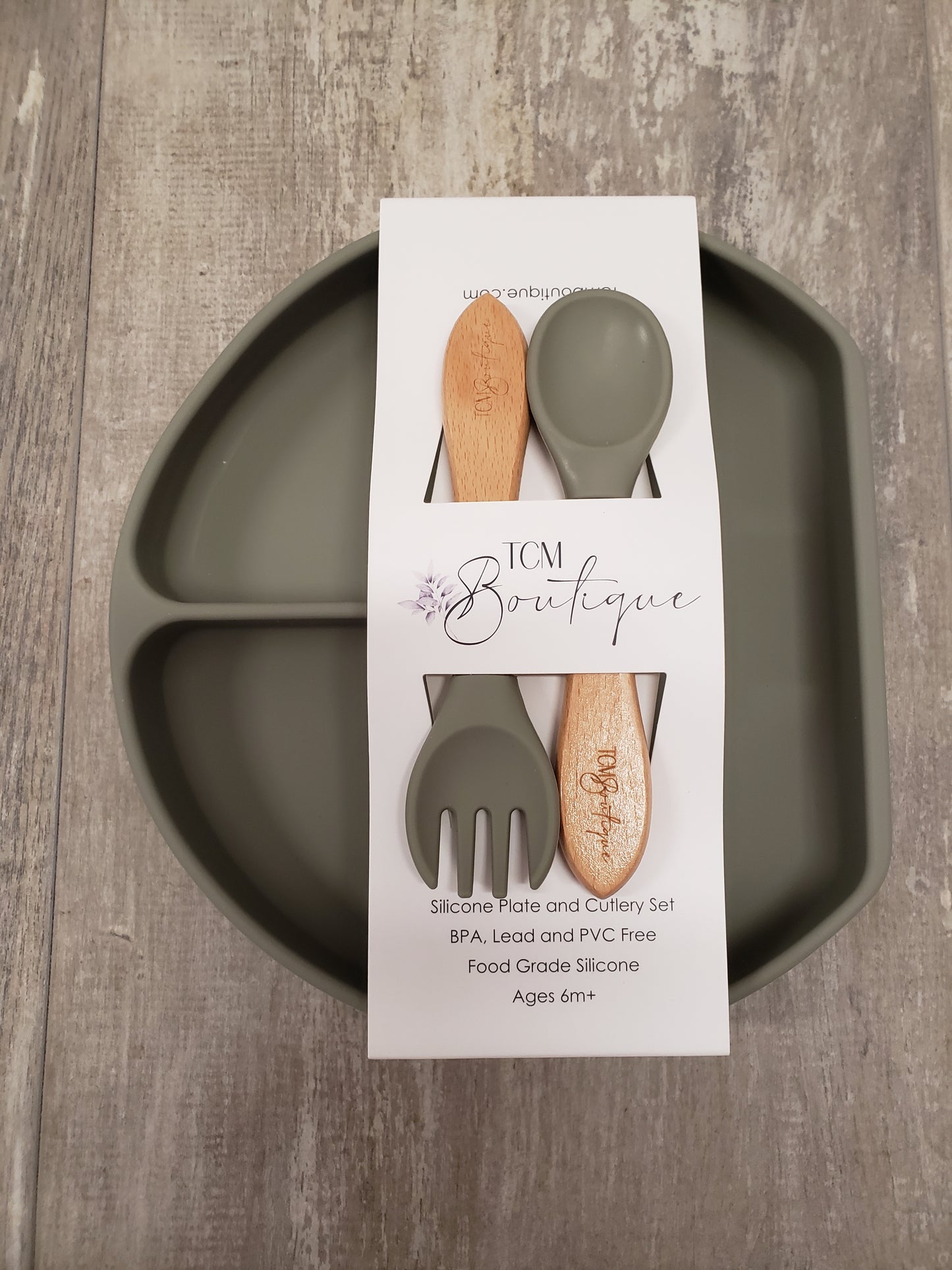 Silicone Suction Divider Plate, Fork and Spoon Set