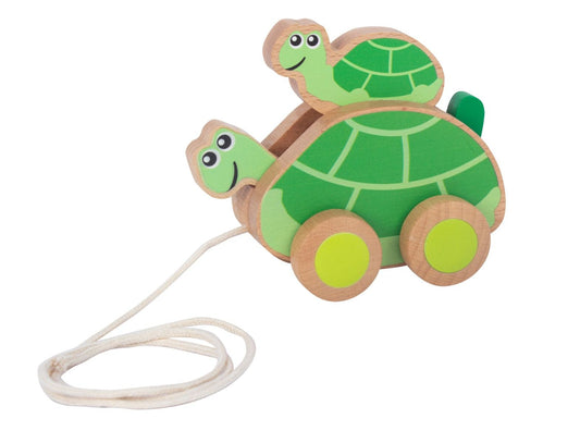 Wooden Pull-Along Mummy & Baby Turtle