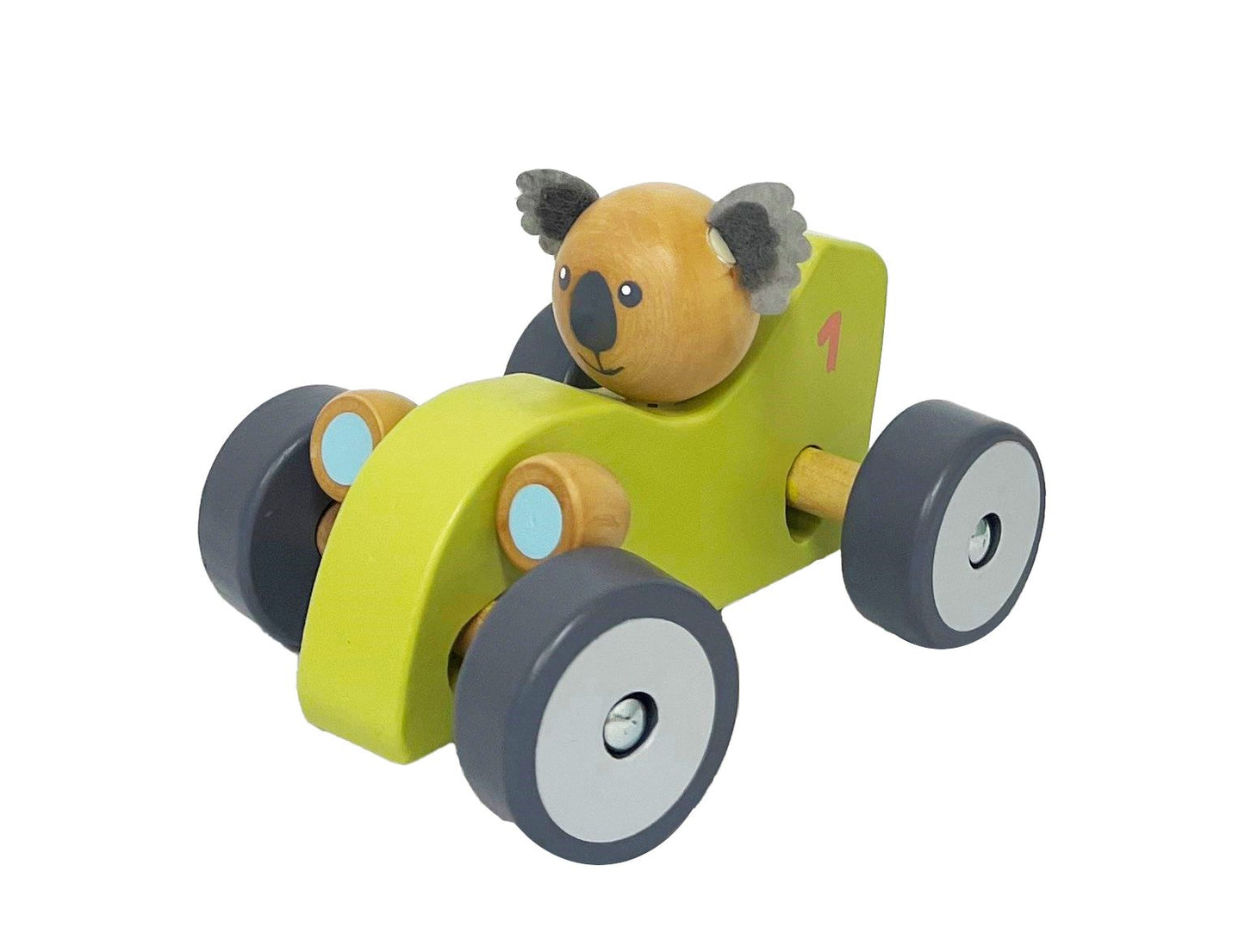 Wooden Koala and Kangaroo Wheelie Car