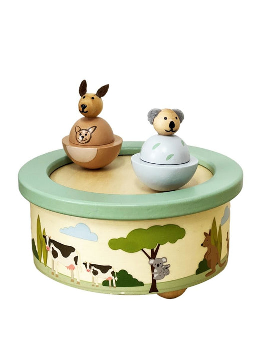 Wooden Kangaroo and Koala Music Box